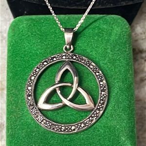 Silver Trinity Knot Circle Pendant Necklace - Women's Jewelry